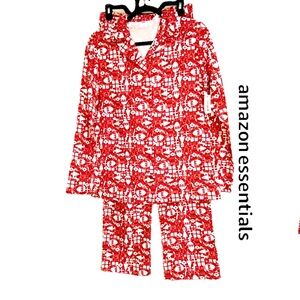 AMAZON ESSENTIALS Mono Santa 100% Cotton Christmas Button Down Pajama Set Sz XS